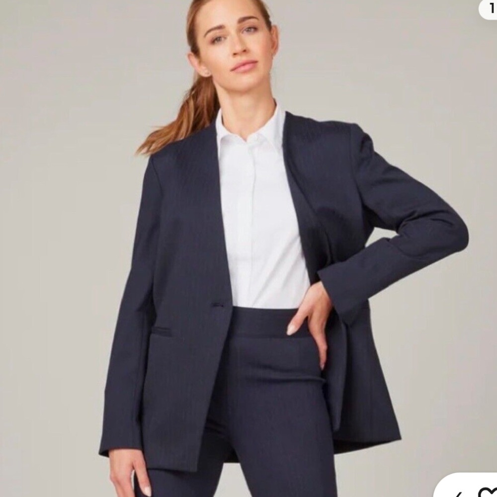 SPANX The Perfect Oversized Blazer Navy/Grey Pinstripe